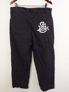 Selah Black Wide Leg Streetwear Jeans Size M Embroidered